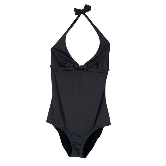 J Crew Halter Swimsuit One Piece Gray Bow Front Size 14 - Picture 1 of 9